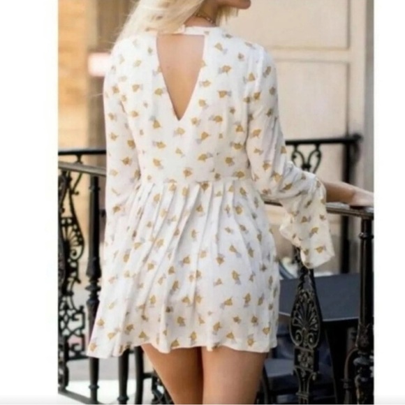 Free People Tegan Printed Mini Dress In Ivory - Picture 2 of 9